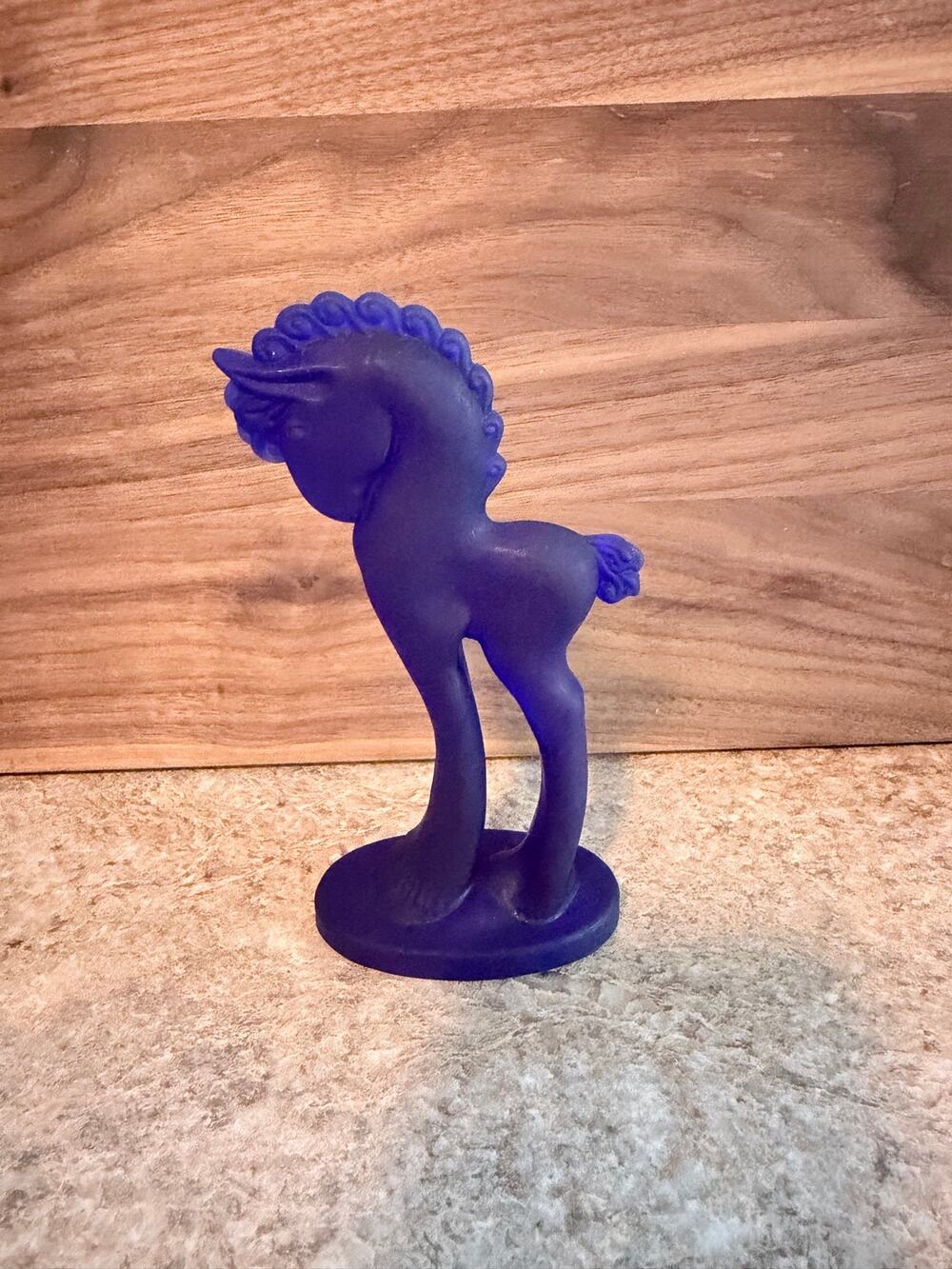 Vintage Retired Mosser Glass Frosted Cobalt Blue Glass “Trojan” horse Figurine